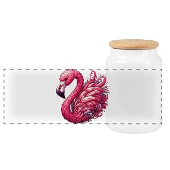 Flamant - Boîte à biscuits avec couvercle en bois - blanc - Devant