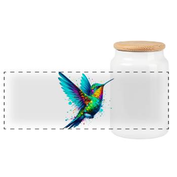 Kolibri - Panorama Keksdose mit Holzdeckel - Weiß - Vorne