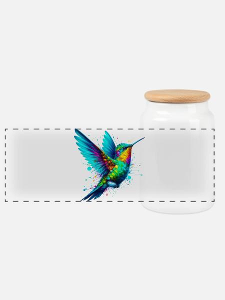 Kolibri - Panorama Keksdose mit Holzdeckel - Weiß