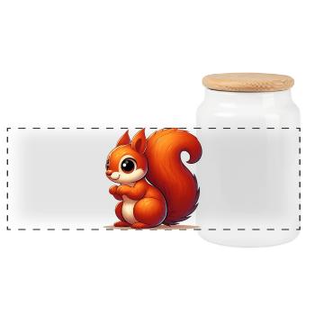 Squirrel - Panoramic Cookie Jar with Wooden Lid - white - Front