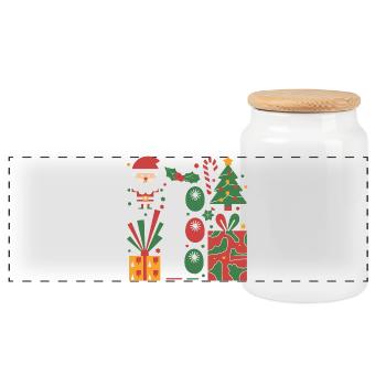 Festive Christmas Icon Set for Apparel - Panoramic Cookie Jar with Wooden Lid - white - Front