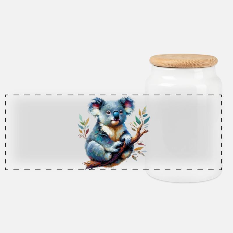 Koala - Panorama Keksdose mit Holzdeckel - Weiß