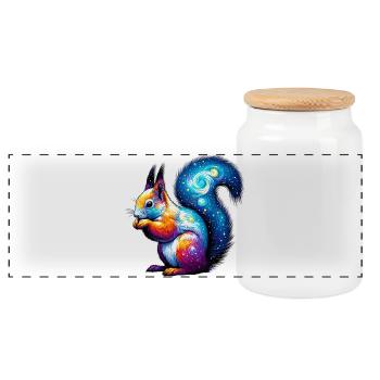 Squirrel - Panoramic Cookie Jar with Wooden Lid - white - Front