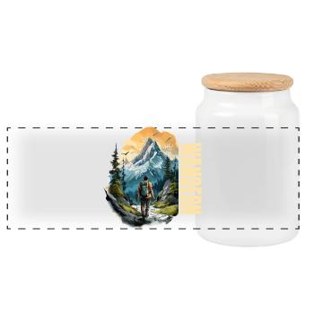 Wandern - Panorama Keksdose mit Holzdeckel - Weiß - Vorne