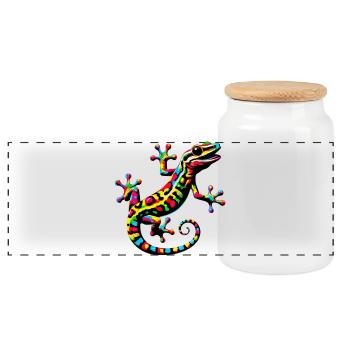 Gecko - Boîte à biscuits avec couvercle en bois - blanc - Devant