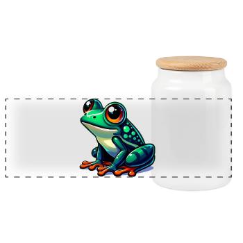 Frosch - Panorama Keksdose mit Holzdeckel - Weiß - Vorne
