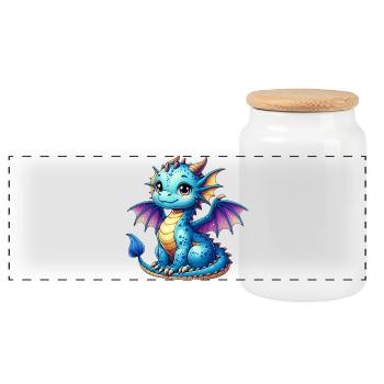 Drache - Panorama Keksdose mit Holzdeckel - Weiß - Vorne
