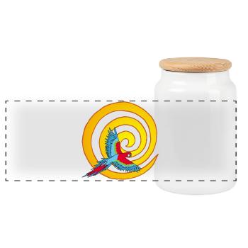 The bird and the sun - Panoramic Cookie Jar with Wooden Lid - white - Front