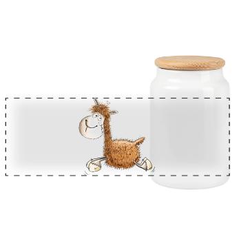 Funny llama for llama or alpaca friends - Panoramic Cookie Jar with Wooden Lid - white - Front