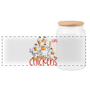 Juste une fille qui aime les poulets Fan de poulets de poulet - Boîte à biscuits avec couvercle en bois - blanc - Devant