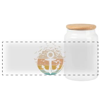 Anchor retro captain boat ship vintage icon - Panoramic Cookie Jar with Wooden Lid - white - Front