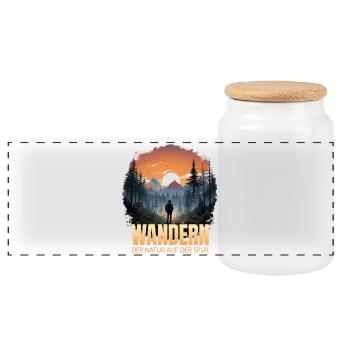 Wandern - Der Natur auf der Spur - Panorama Keksdose mit Holzdeckel - Weiß - Vorne