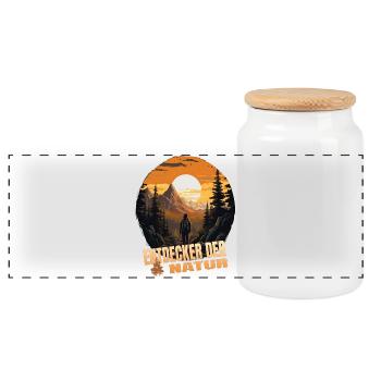 Entdeckder der Natur - Panorama Keksdose mit Holzdeckel - Weiß - Vorne