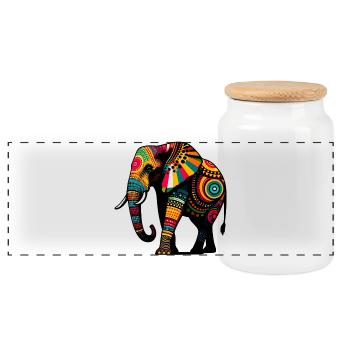 Elefant - Panorama Keksdose mit Holzdeckel - Weiß - Vorne