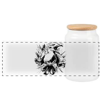 Mouette esquissée - Boîte à biscuits avec couvercle en bois - blanc - Devant