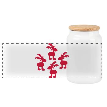 Drôle d’orignal pour Noël - Boîte à biscuits avec couvercle en bois - blanc - Devant