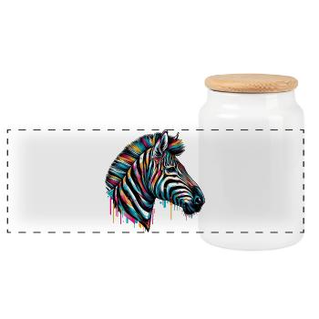 Zebra - Panorama Keksdose mit Holzdeckel - Weiß - Vorne