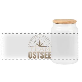 Team Ostsee - Panorama Keksdose mit Holzdeckel - Weiß - Vorne