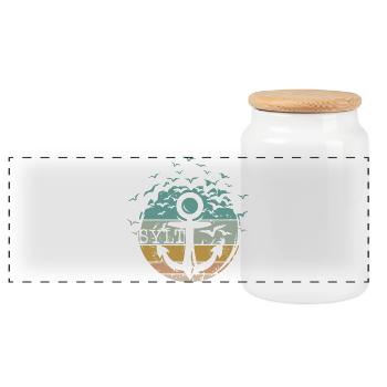 Ancre rétro Sylt oiseau mouettes vintage île mer - Boîte à biscuits avec couvercle en bois - blanc - Devant