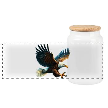 Eagle - Panoramic Cookie Jar with Wooden Lid - white - Front