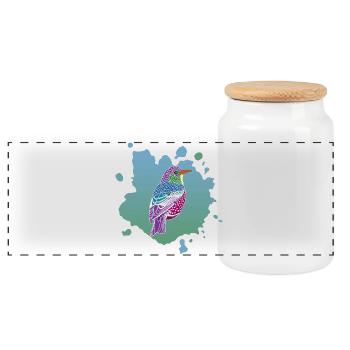 Dream of a Bird - Panoramic Cookie Jar with Wooden Lid - white - Front