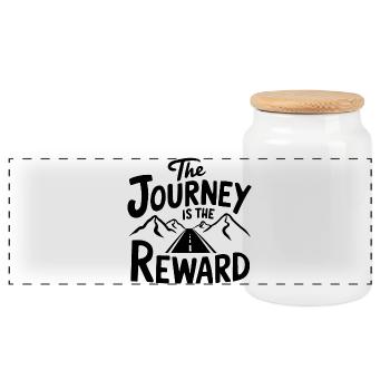 Le voyage est la récompense - Boîte à biscuits avec couvercle en bois - blanc - Devant