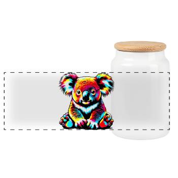 Koala - Panorama Keksdose mit Holzdeckel - Weiß - Vorne