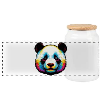 Panda - Panorama Keksdose mit Holzdeckel - Weiß - Vorne