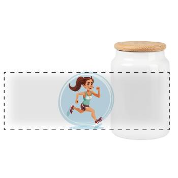 Coureur en style bande dessinée - Boîte à biscuits avec couvercle en bois - blanc - Devant