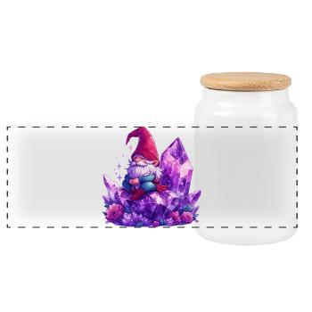 Gnome - Panoramic Cookie Jar with Wooden Lid - white - Front