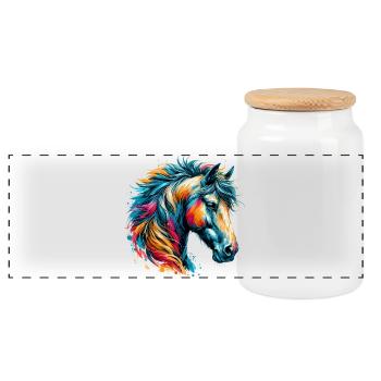 Cheval - Boîte à biscuits avec couvercle en bois - blanc - Devant