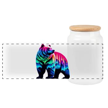 Ours - Boîte à biscuits avec couvercle en bois - blanc - Devant