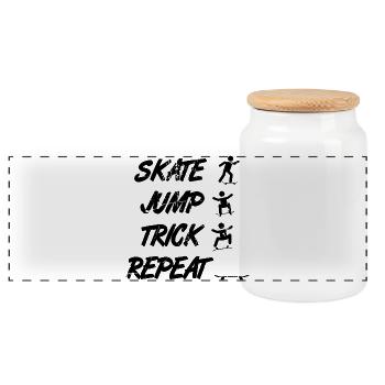 Skateboarder Motivation - Panoramic Cookie Jar with Wooden Lid - white - Front
