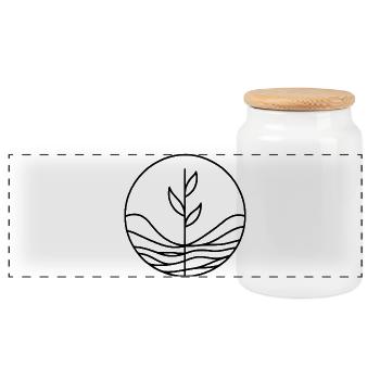 Minimalist plant design - Panoramic Cookie Jar with Wooden Lid - white - Front