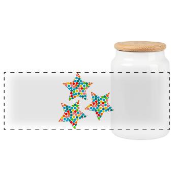 CHRISTMAS. MERRY CHRISTMAS. STAR. MERRY CHRISTMAS - Panoramic Cookie Jar with Wooden Lid - white - Front