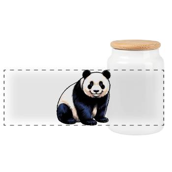 Panda - Panorama Keksdose mit Holzdeckel - Weiß - Vorne