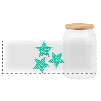 STAR. CHRISTMAS. MERRY CHRISTMAS. MERRY CHRISTMAS - Panoramic Cookie Jar with Wooden Lid - white - Front