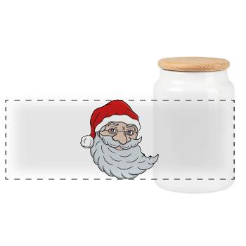 Père Noël - Boîte à biscuits avec couvercle en bois - blanc - Devant