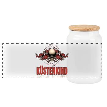 Küstenkind - Watt will man Meer - Panorama Keksdose mit Holzdeckel - Weiß - Vorne