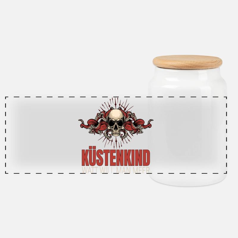 Küstenkind - Watt will man Meer - Panorama Keksdose mit Holzdeckel - Weiß