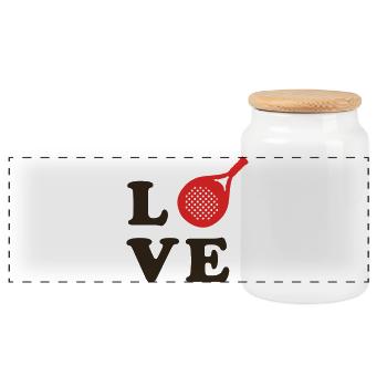 LOVE padel - Panoramic Cookie Jar with Wooden Lid - white - Front