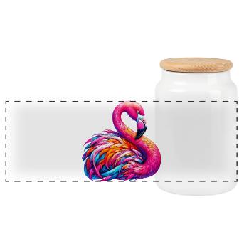Flamant - Boîte à biscuits avec couvercle en bois - blanc - Devant