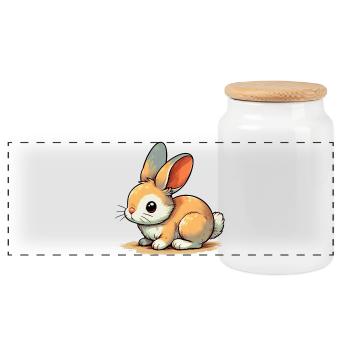 Lapin - Boîte à biscuits avec couvercle en bois - blanc - Devant