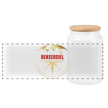 Koordinaten Bensersiel - Panorama Keksdose mit Holzdeckel - Weiß - Vorne