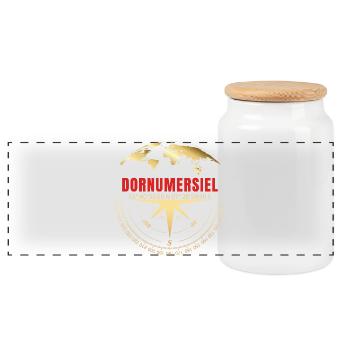 Koordinaten Dornumersiel - Panorama Keksdose mit Holzdeckel - Weiß - Vorne