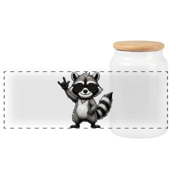 raton laveur avec pose de roche raton laveur musicien de musique rock - Boîte à biscuits avec couvercle en bois - blanc - Devant