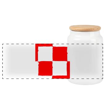 Schachbrettsymbol des polnischen Polens - Panorama Keksdose mit Holzdeckel - Weiß - Vorne