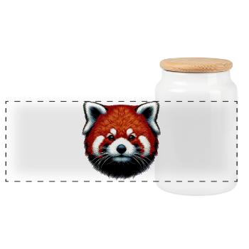Kleiner Panda - Panorama Keksdose mit Holzdeckel - Weiß - Vorne