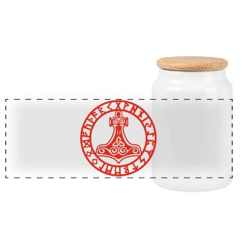 Marteau viking rouge - Boîte à biscuits avec couvercle en bois - blanc - Devant