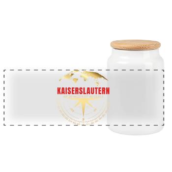 Koordinaten Kaiserslautern - Panorama Keksdose mit Holzdeckel - Weiß - Vorne